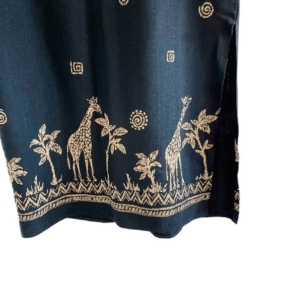 Vintage 90s midi long pencil skirt giraffe safari pattern boho size medium M - Picture 4 of 6
